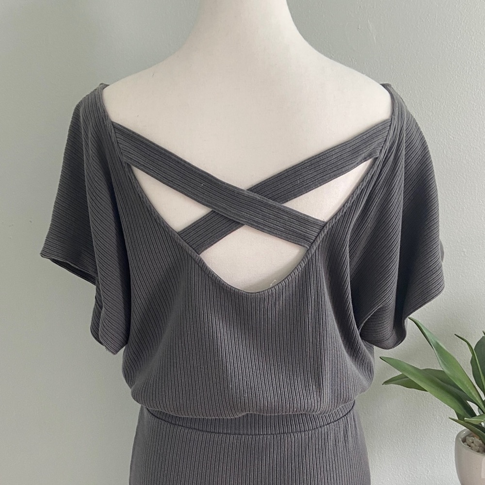 Daily Practice by Anthropologie Chic Backless Gray Dress - Picture 4 of 8